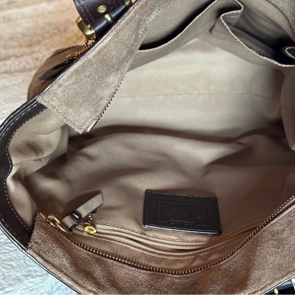 Coach Carly Taupe Brown suede and leather tote. - Picture 12 of 13